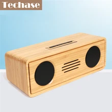 Techase Bamboo Bluetooth Speaker Portable Soundbar Wireless Speakers Subwoofer MP3 Music Altavoces Mini Caixa De Som