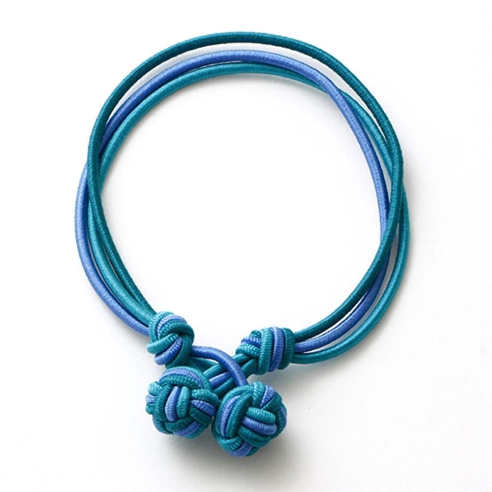 

Jelmoons S41 2017 18cm three colours hand-woven rope chain elastic bracelet and handmade silk knot cufflinks