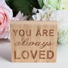 Você é sempre amado a laser escultura decorativa painéis de bambu estatuetas mesa miniatura diy escritório decoração para casa artesanato