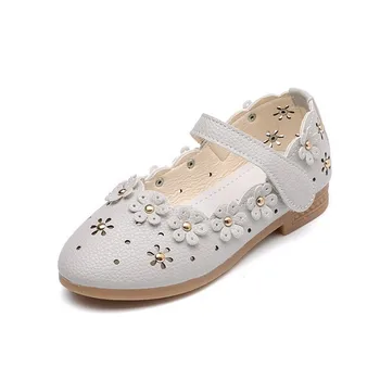

Pink white light blue Childrens leather shoes Girl Princess dancing shoes Children soft-soled flowers teenager Shoes