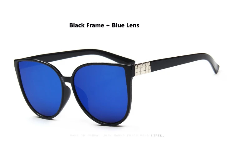 Oculos de sol feminino, женские солнцезащитные очки, модная оправа "кошачий глаз", зеркальные солнцезащитные очки, антибликовые линзы, солнцезащитные очки - Цвет линз: Синий