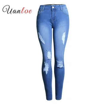 

2019 Plus Size Ripped Fading Jeans Women`s True Denim Skinny Distressed Jeans For Women Jean Pencil Pants Free Shipping