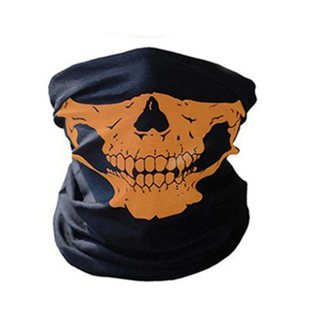 Полная маска для лица ветрозащитная повязка для головы череп бандана шлем шеи термо-шарф непрошитый Многофункциональный Хэллоуин реквизит для Рождества - Цвет: Оранжевый