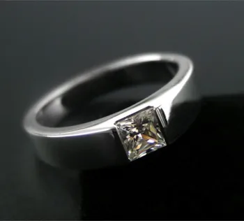 

0.5Ct Solitaire Princess Cut Diamond Engagement Ring Quality Guarantee Solid 18K 750 White Gold Jewelry Gift for Her