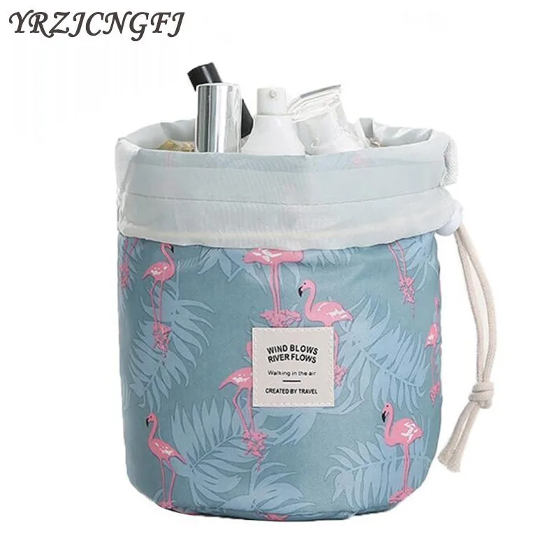

New Round Drawstring Women Makeup Bag Travel Cosmetic Organizer Lady Necessity Beauty Storage Toiletry Kit Case Wash Pouch