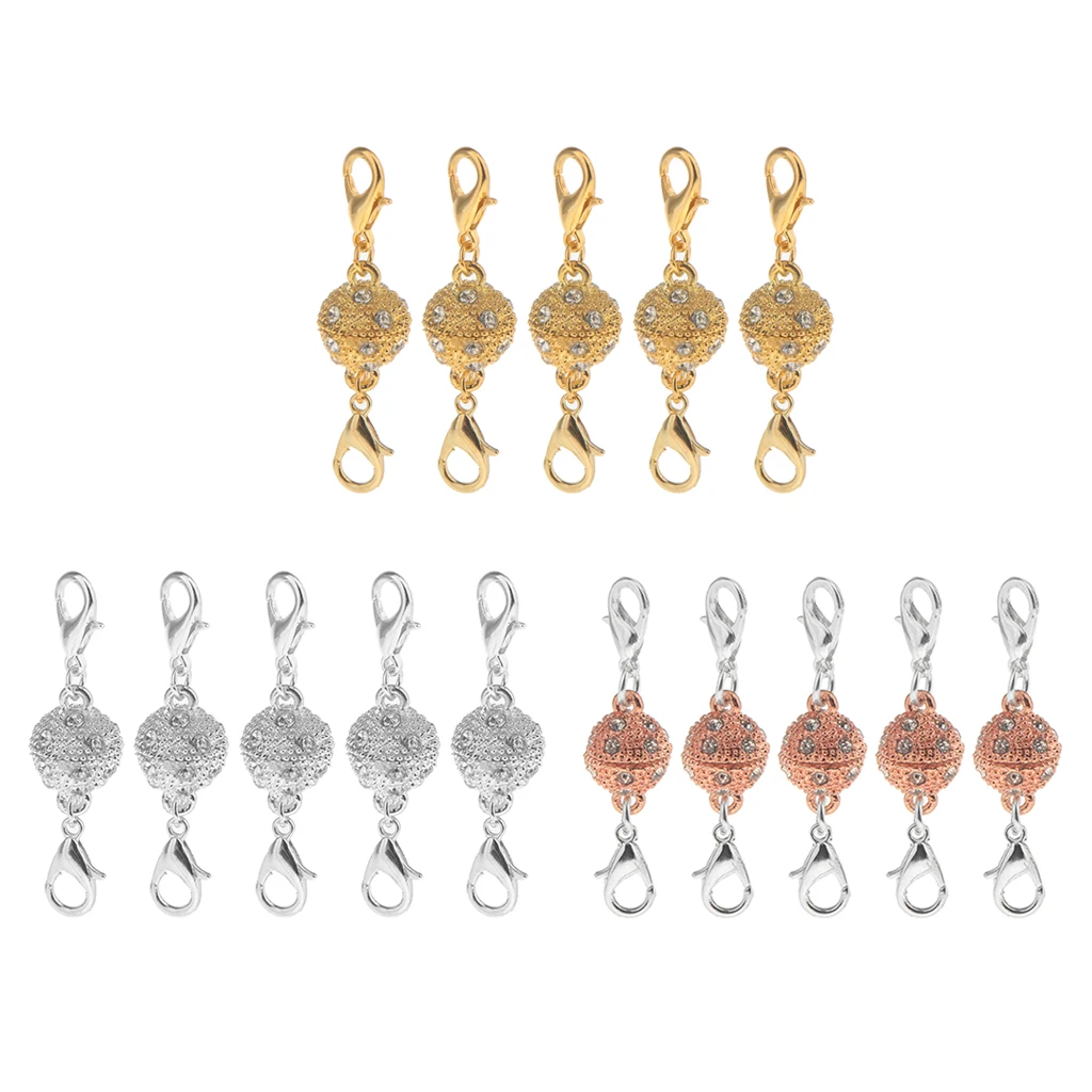 

5Pcs Ball Rhinestone Lobster Magnetic Clasps Jewelry DIY Findings for Making Necklaces, Bracelets and Other Fashion Jewelry