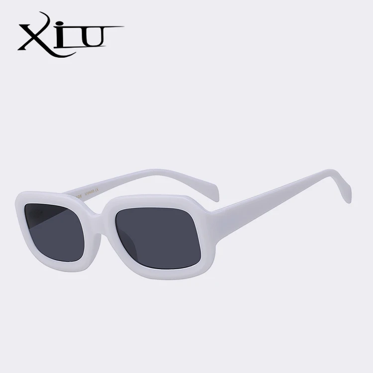 XIU маленький солнцезащитные очки с квадратными линзами с модные Брендовая Дизайнерская обувь Для женщин солнцезащитные очки Винтаж черная оправа прямоугольной женский оттенки UV400 - Цвет линз: White w black