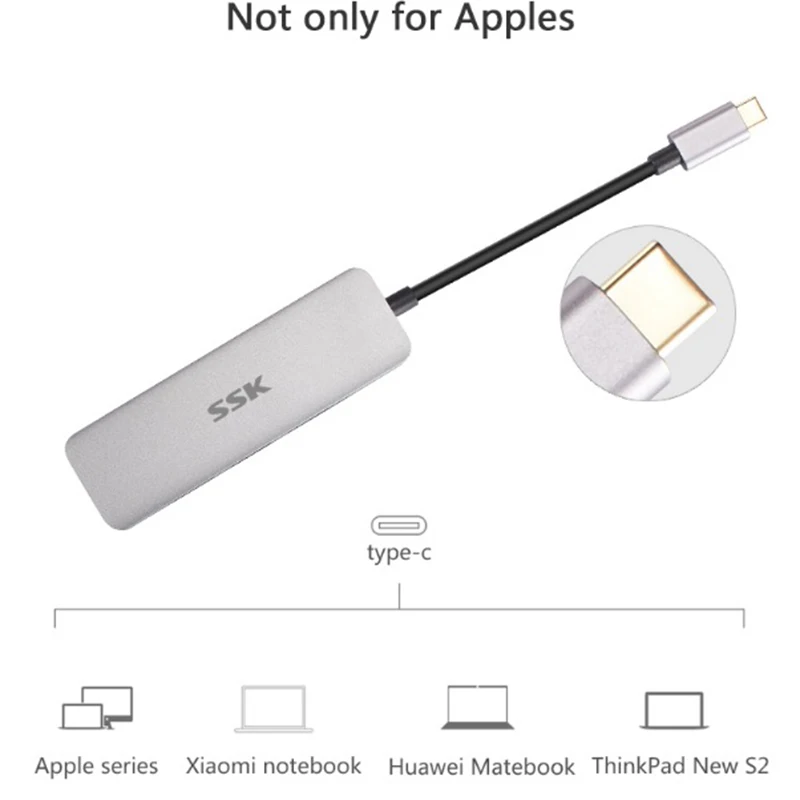 Shu-C545 3 порта Usb 3,0 Тип C usb-хаб адаптер док-станция алюминий тип-c Hdmi интерфейс Поддержка 4K Ультра четкое изображение