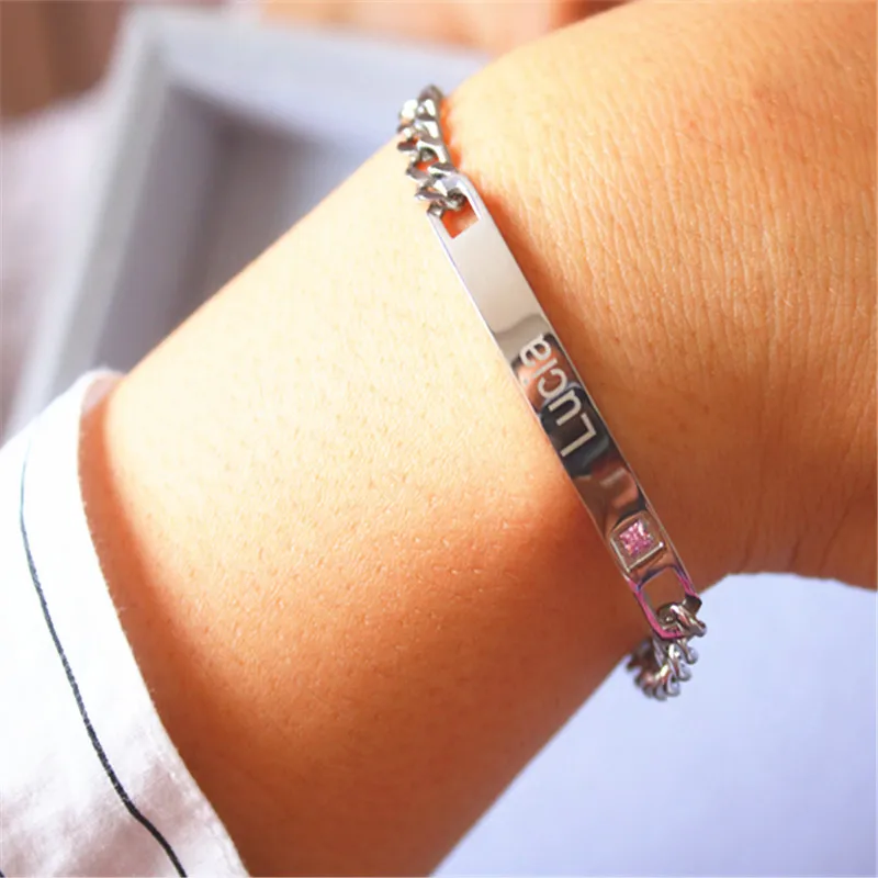 

Personalized Couple Bracelet Love Stainless Steel Bracelet For Women Men Fashion Jewelry Customised Engrave Bracelet