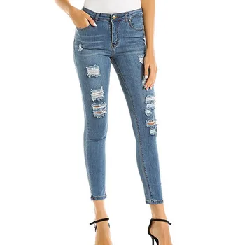 

NORMOV Jeans Women Skinny High Waist Pencil Pants Denim Jean Ladies Casual Trousers Ripped Zipper Sexy Plus Size Jeans Femme