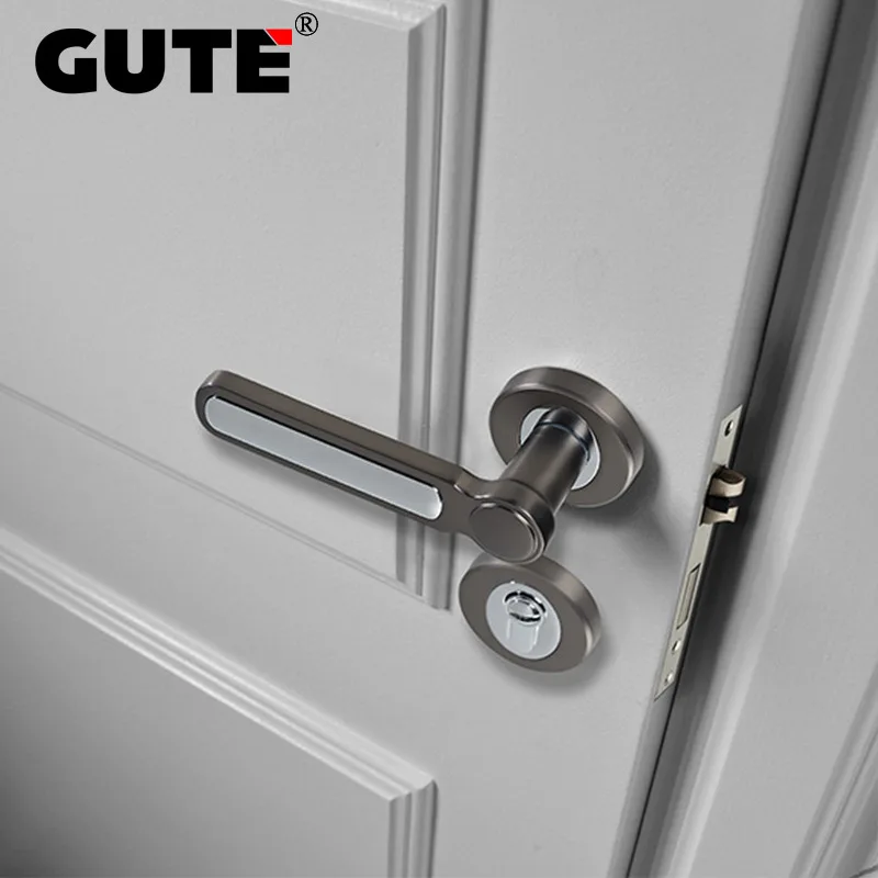 Gute Zincalloy Black Interior Door Lock With Keys Knob