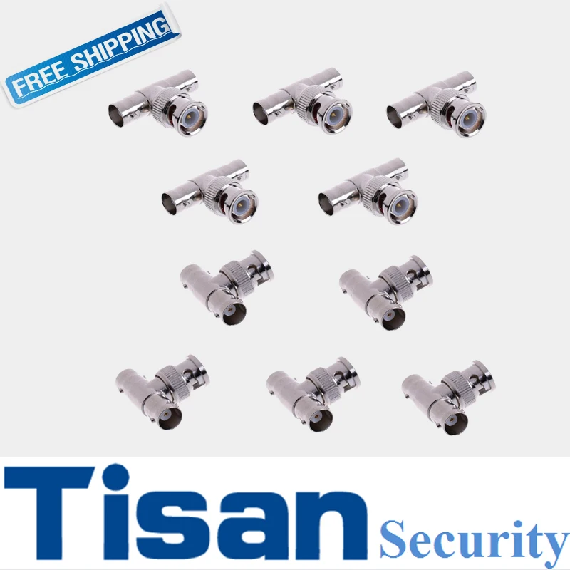 

Hot Selling 10pcs JR-B28 Right Angle tee BNC junction 2 female 1 male CCTV BNC Connector rg58 rg59 rg6 connector