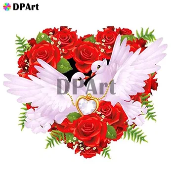 

Daimond Painting Full Square/Round Drill White Pigeon Red Rose Diamond Rhinestone Embroidery Painting Cross Stitch Picture M761