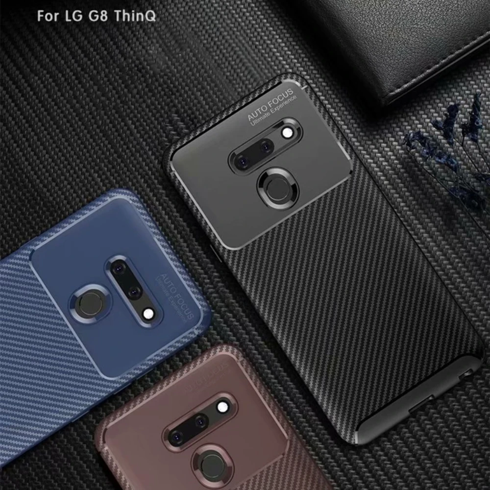 

Business Style Case For LG V40 G8 G8S V50 K40 Stylo 5 ThinQ Carbon Fiber Pattern Anti-Drop TPU Case Cover