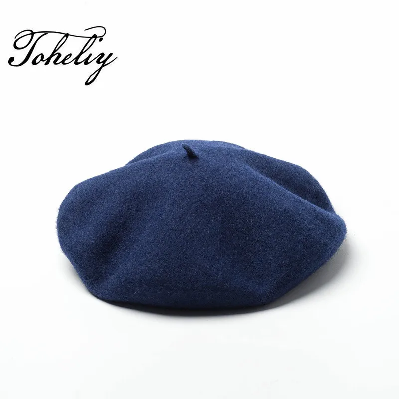 

100% wool Vintage Warm Wool Winter Women Beret French Artist Beanie Hat Cap For Men spring and autumn hats big Size 58-60cm