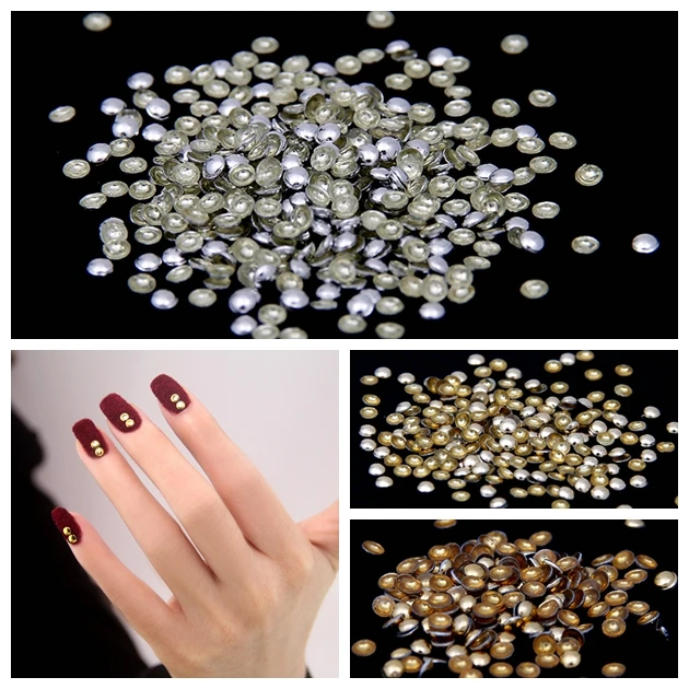 

2mm Many Colors Glue Backing 3D Round Metal Nails Art Decoration Alloy Stickers Tips DIY Tools Cell Phone Accessories Stamping