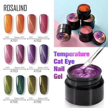 

ROSALIND Gel Nail Polish 5ml Temperature Cat Eye Gel Polish Magnetic All For Manicure Nail Art Gel Varnish Hybrid Top Base Coat