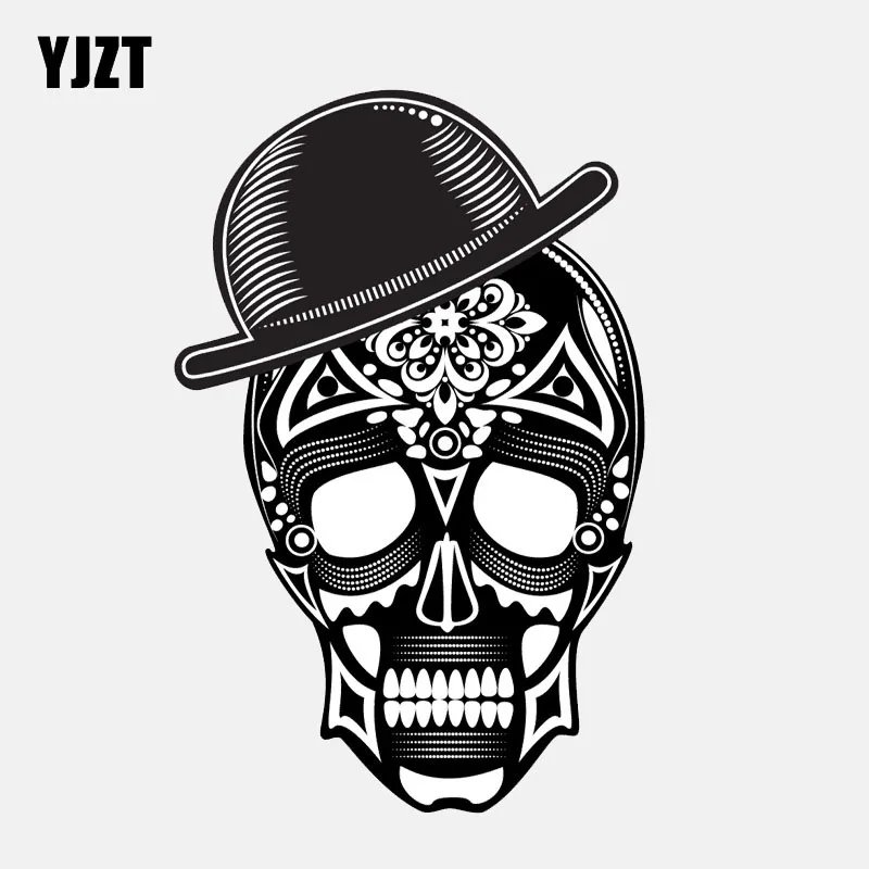 YJZT 9.9CM*15CM Creative Funny Skull Head Helmet Body Car Sticker