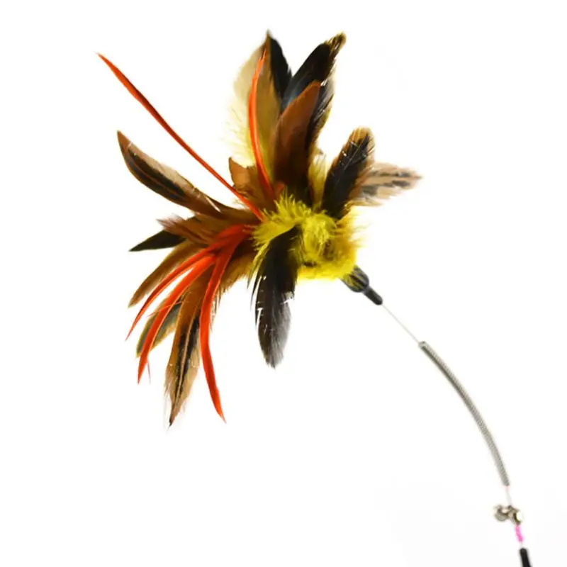 

Spiral Pet Cat Toy Colorful Feather Teaser for Cats Kitten with Bells Teasing Stick Pet Toys Products