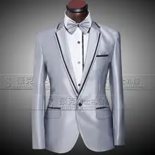 Новое поступление Мужские Сценические костюмы приталенный мужской костюм комплект со штанами мужские свадебные костюмы для жениха строгий костюм+ брюки+ галстук 4XL