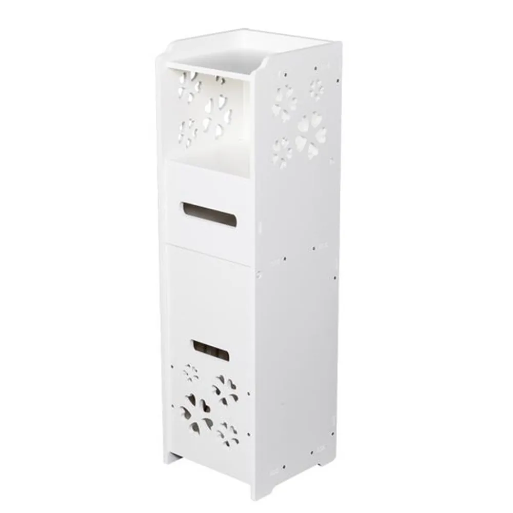 3-tier Bathroom Storage Cabinet with Garbage Can 25*25*80CM White Small Bathroom Vanity Floor Standing Bathroom Storage Cabinet 3-tier Bathroom Storage Cabinet with Garbage Can 25*25*80CM White Small Bathroom Vanity Floor Standing Bathroom Storage Cabinet