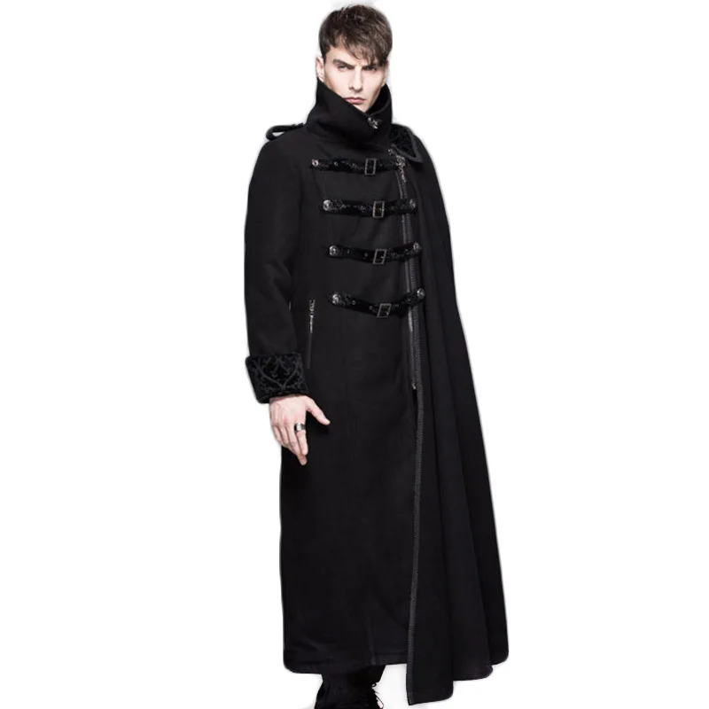 

Steampunk Man Detachable Shawl Trench Coat Winter Long Sleeve Thicken Jackets Stand Collar Windbreakers Jackets Coat For Men