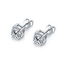 AINUOSHI Classic Round Cut Women Stud Earrings 925 Sterling Silver Wedding Jewelry nscd for Girl 3-10mm