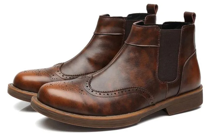Tangnest/мужские ботильоны из натуральной кожи в винтажном британском стиле; мужские ботинки «Челси» из коровьей кожи; Повседневная обувь без застежки; XMP896