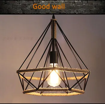 

E27 Light pendant Lamp LED lamp metal cube cage lampshade light hanging light With Rope Frame Ceiling Lamp E27 Lamp Holder