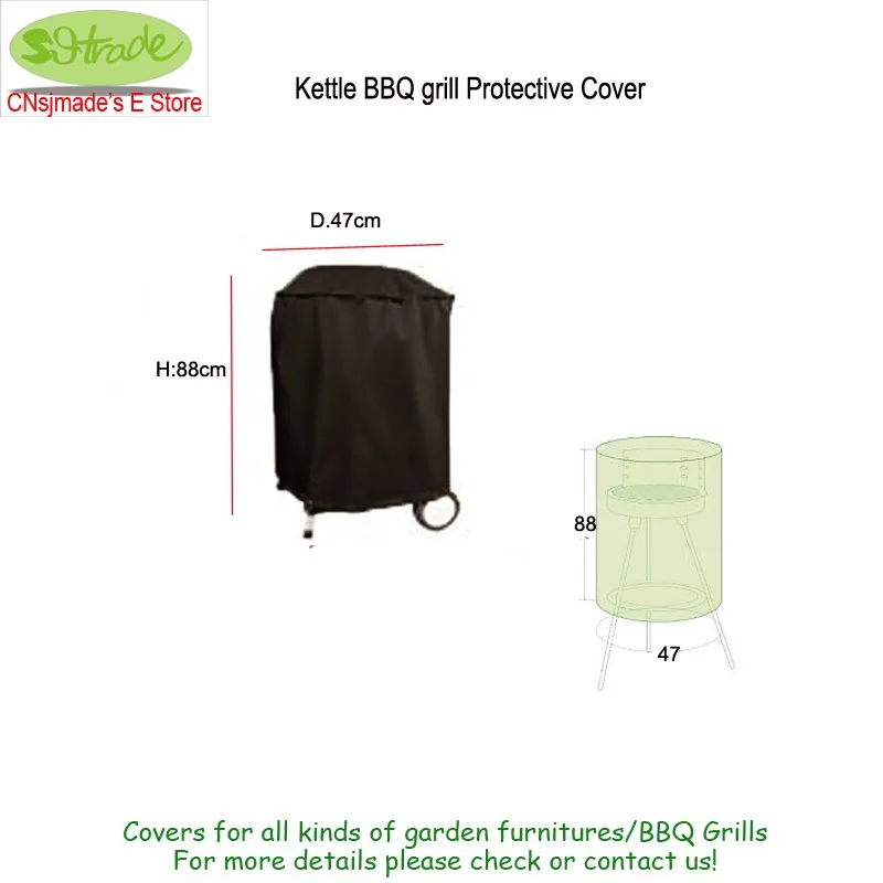 

Kettle BBQ Grill Protective Cover,D18.5''Lx34.6''H (47x88cm) Black color,Outdoor barbecue protective cover,customized available