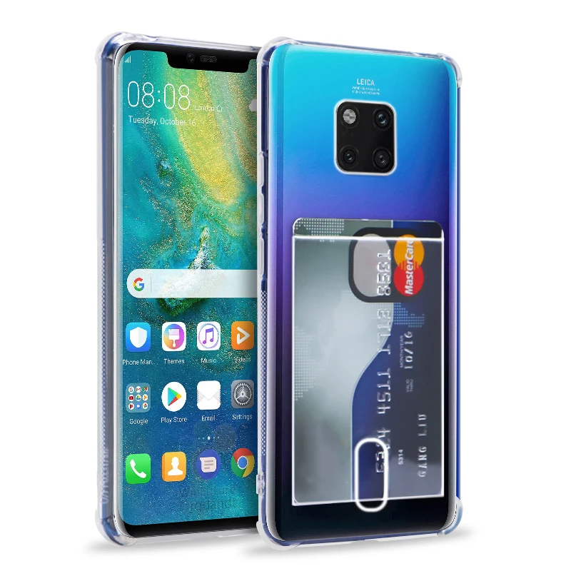 YISHANGOU держатель для карт чехол для huawei mate 20 Pro P20 Lite прозрачный мягкий кремний задняя крышка для huawei mate 10 Pro Funda