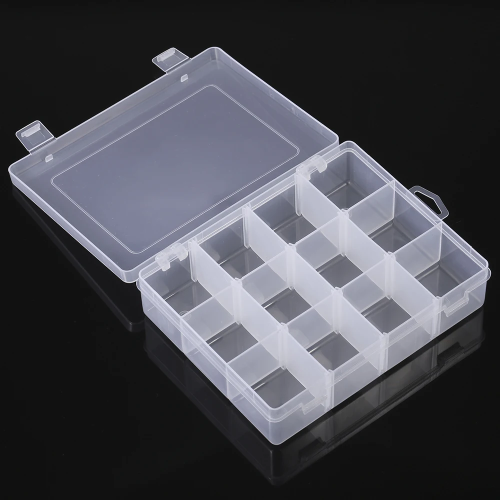 Fishing Box Transparent Plastic 12 Grids Tool Baits Hooks Storage Organizer for Display Collection with Dividers | Спорт и