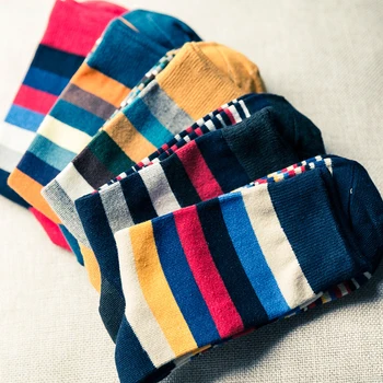 

4pair Men's Stripe Socks Vintage Causal Fashion Calcetines Character Striped Classical Socks For Men Socks Chaussettes Femme