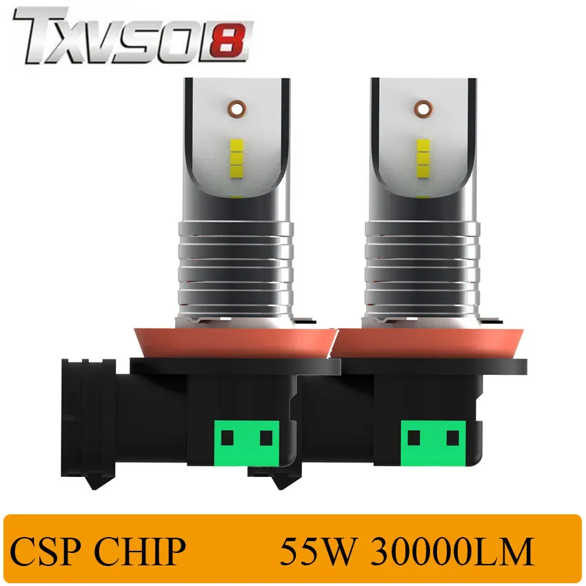 

TXVSO8 2PCS H11 LED Car Headlight Bulbs with CSP Chips-12V 30000LM Pair 6000K led auto light Bulb 55W Bulb Automobiles Headlamp