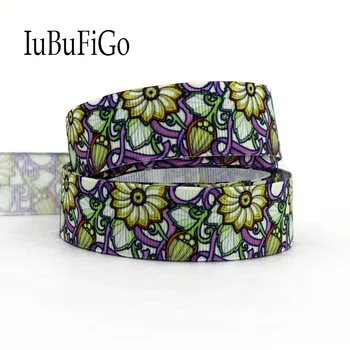 

[IuBuFiGo] 80 yard 7/8" 22mm Bohemia Printed Grosgrain Ribbon Flowers ribbons DIY bowhair handmade materials