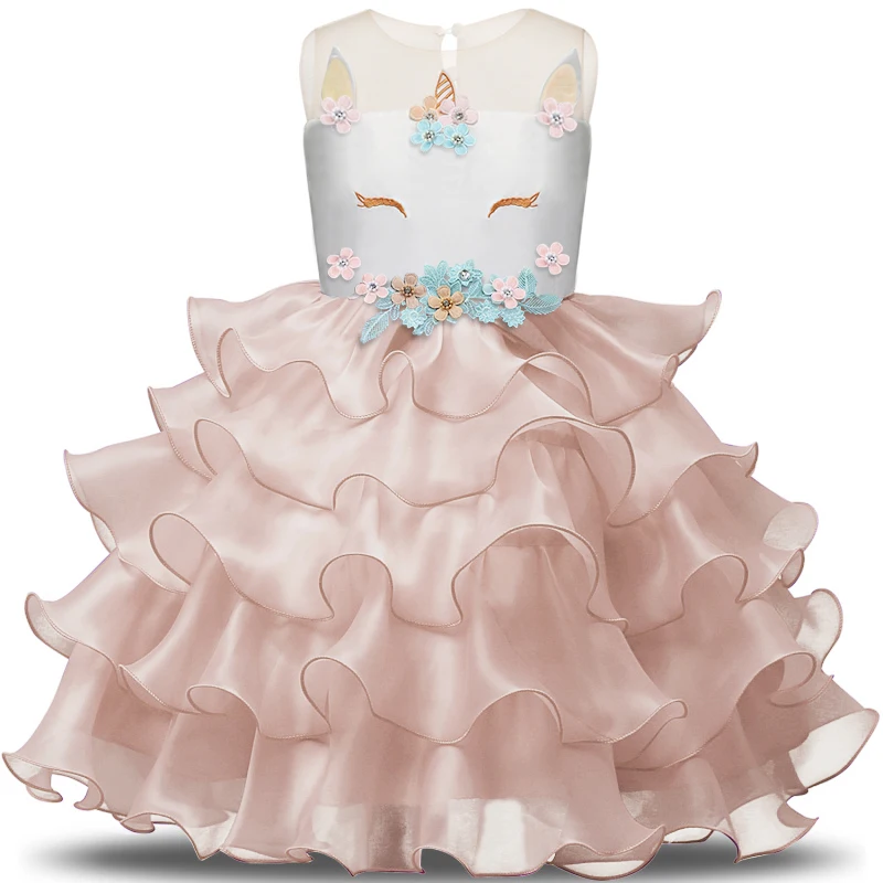 

Fancy Unicorn Party Costume Elegant Tutu Dresses Summer 2018 Kids Clothes for Girls Embroidery Wedding and Birthday Frocks 3-8Y