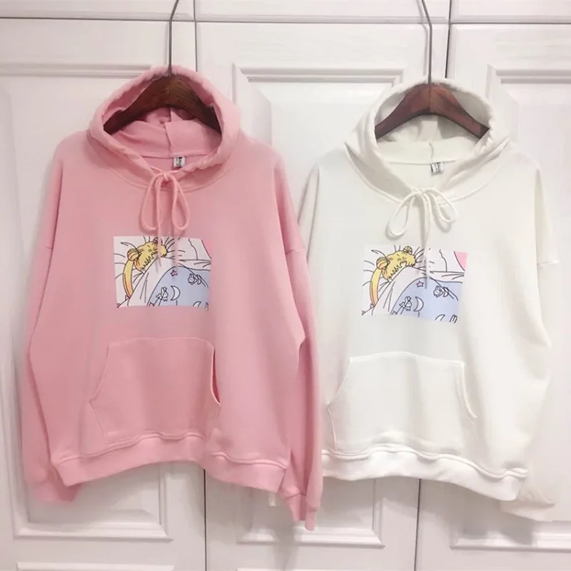 Женские короткие толстовки с капюшоном Kawaii Sweet Dream японский хлопковый Свободный