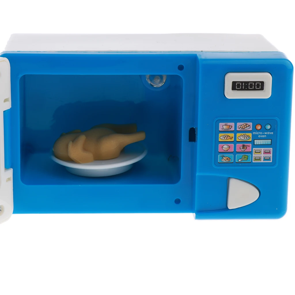 Mini Home Appliance (AA Battery Powered) For Kids Pretend Play Toys - Blue Microwave Oven