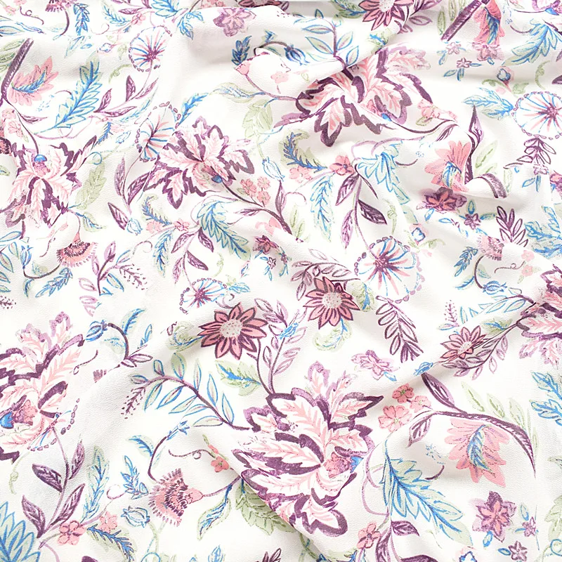 145x100cm Imported high end Floral Print Soft Chiffon Fabric for Women Wedding Beach Dress Shirt scarf Sewing Cloth Upholstery | Дом и сад