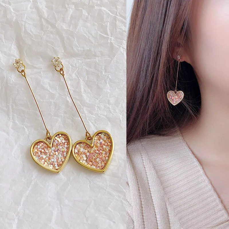 Download Aliexpress.com : Buy Fashion Love Heart Long Dangle Earrings Tassel Chain Earringsfor Women Rose ...