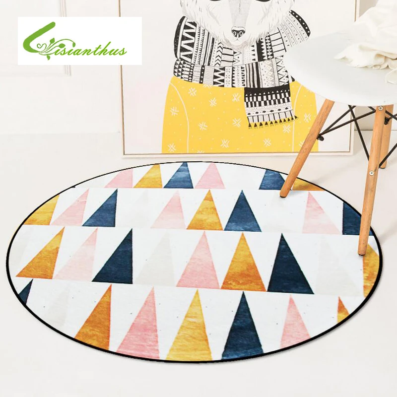 Nordic Colorful Geometric Round Carpets for Living Room Computer Chair