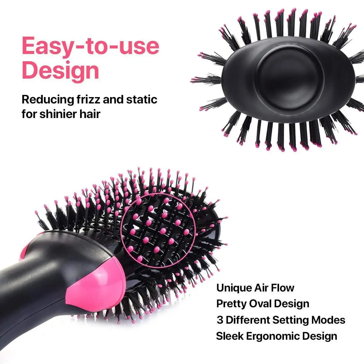 

Hair Dryer and Volumizer One Step Curling Oval Brush Design with Mixed Bristles