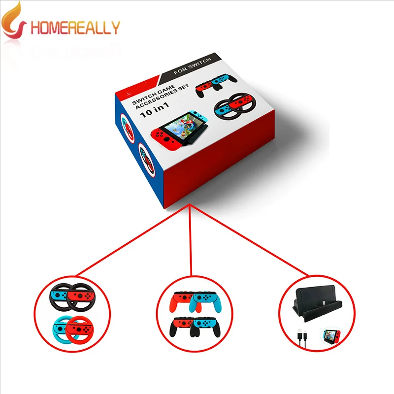 Homereally 10 в 1 рулевое колесо charging Dock кабель controle сцепление для Nintend переключатель игры Remote Controlle для НС контроллер