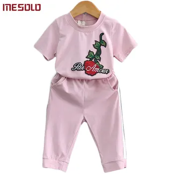 

MESOLO 2019 New Korean Style Printed Short Sleeve + Summer Casual Pants Girls Set