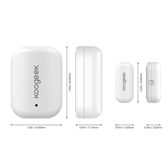 Original Koogeek Wireless Door Window Sensor Magnet Detector Work with Apple HomeKit No Hub Required Replaceable Battery