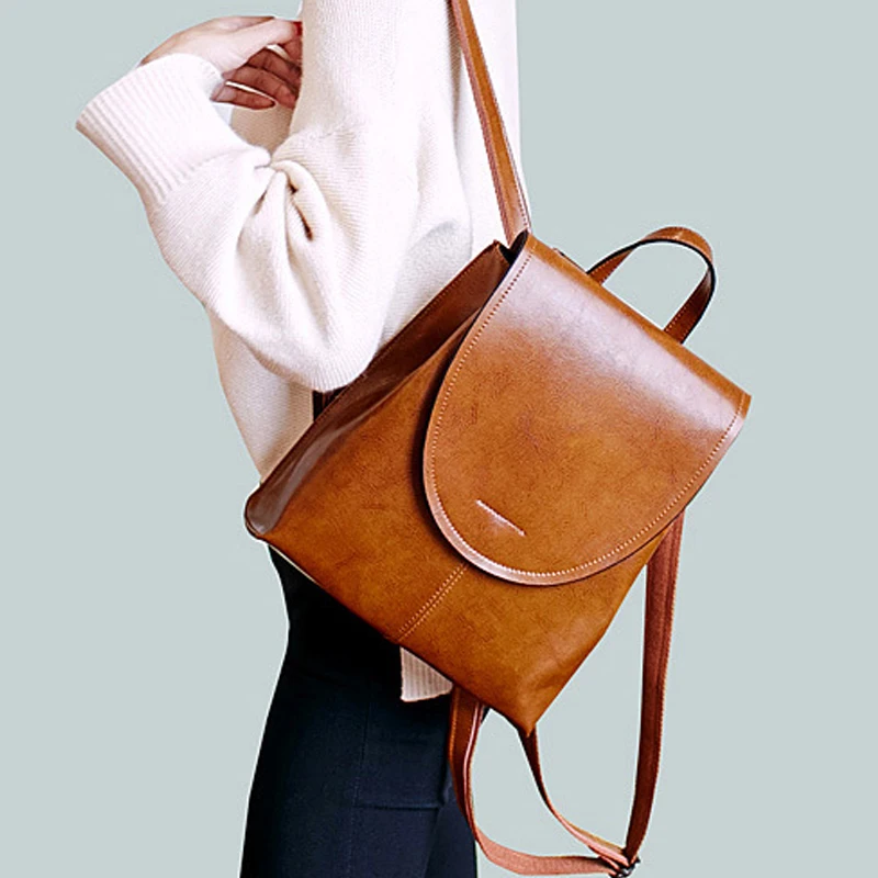 

Brand Vintage Women Split Cowhide Leather Backpack Simple Lady Back Pack Bags for Female Fashion Luxury Travel Backpack