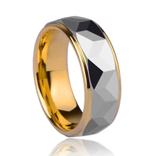 De alta calidad de 8mm ancho de oro chapado tungsten diseño de prisma para la joyería del hombre del anillo de bodas tamaño 7-13 envío gratis