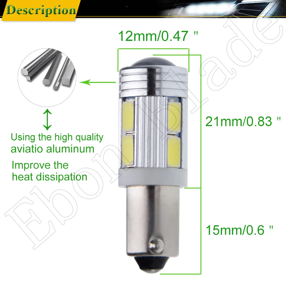Светодиодный фонарь заднего хода H21W BAY9S BA9S T4W BAX9S H6W 5630 10SMD угловая лампочка