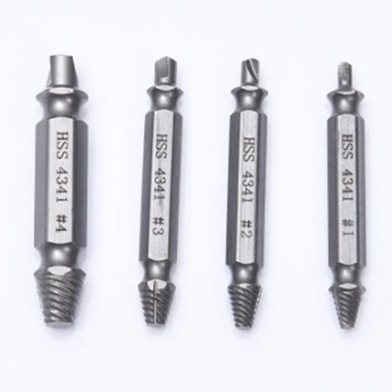 4pcs Damaged Screw Extractor Drill Bits Guide Set Broken Speed Out Easy