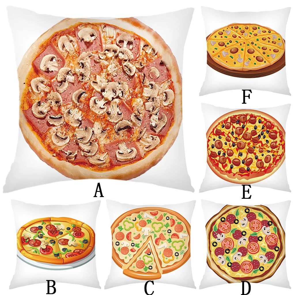 

Gourmet Element Short Plush Cushion Cover Pizza Decorative Pillows Cover For Sofa Seat Throw Pillow Case 45x45cm Home Decor
